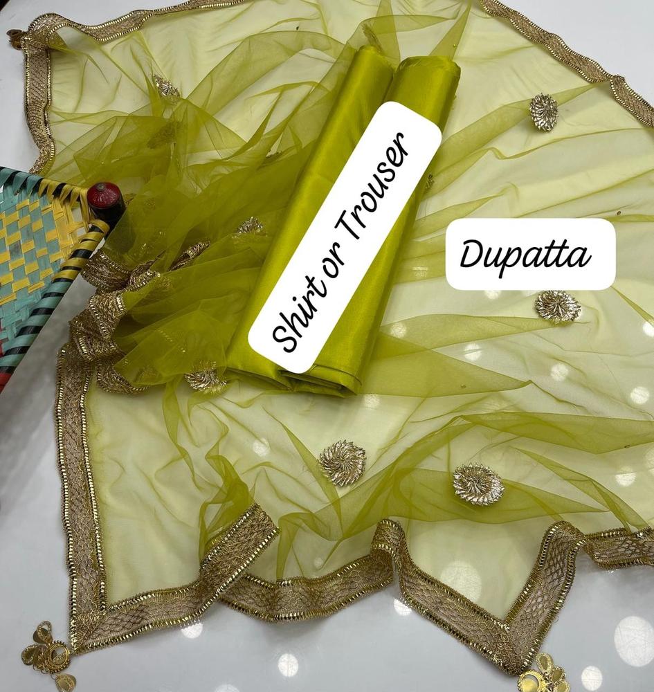 3 Pcs Women’s Unstitched Katan Silk Plain Suit