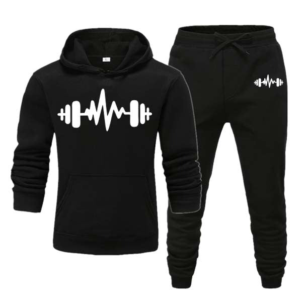 Men's Black Polyester Track Suit 2 Pcs