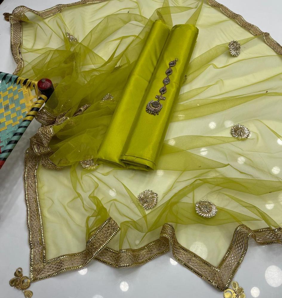 3 Pcs Women’s Unstitched Katan Silk Plain Suit