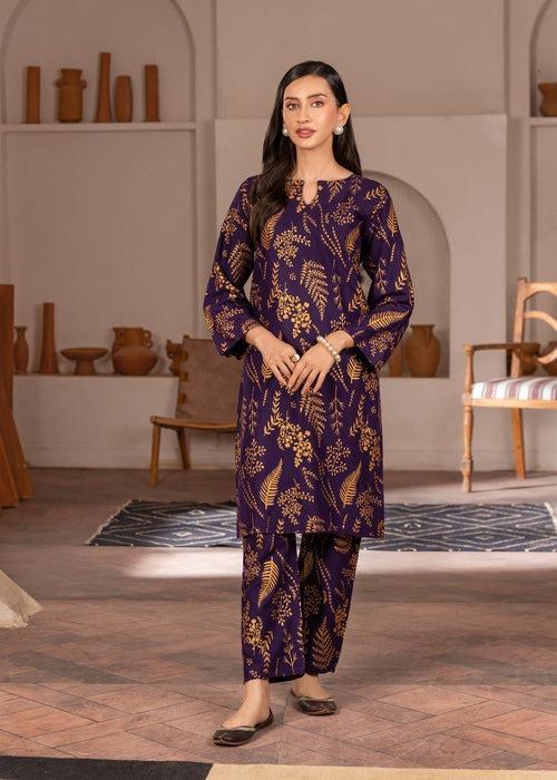 Stylish Women's Stitched Printed Shirt and Trouser Set, 2 Pcs, Arabic Linen