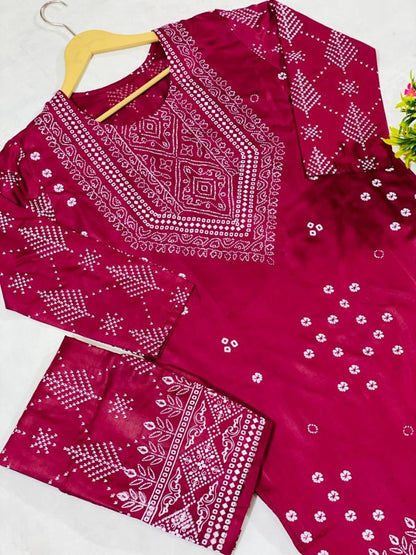 Chic Printed Linen Shirt And Trouser Set - 2 Pcs Ensemble in Maroon